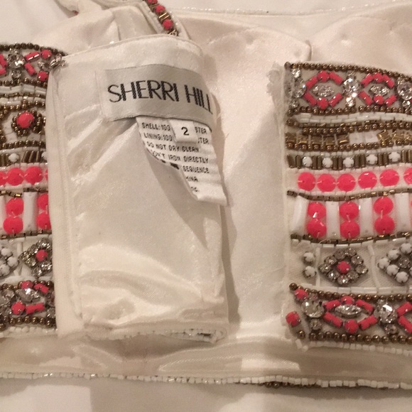 SHERRI HILL Beaded 2Piece Dress,Rounded Skirt Slit - Picture 14 of 16